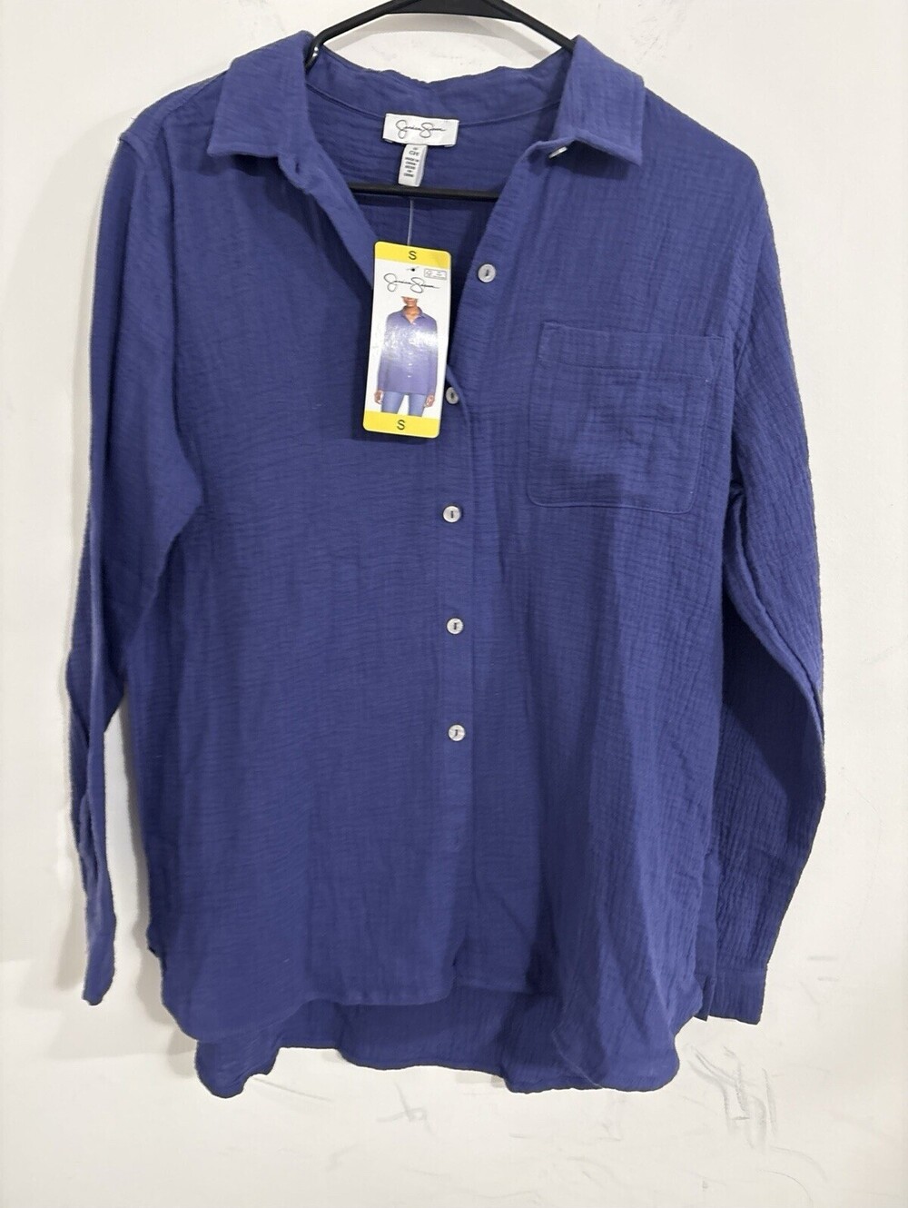 Jessica Simpson Ladies Gauze Button Front Shirt in Blue Color Size Small